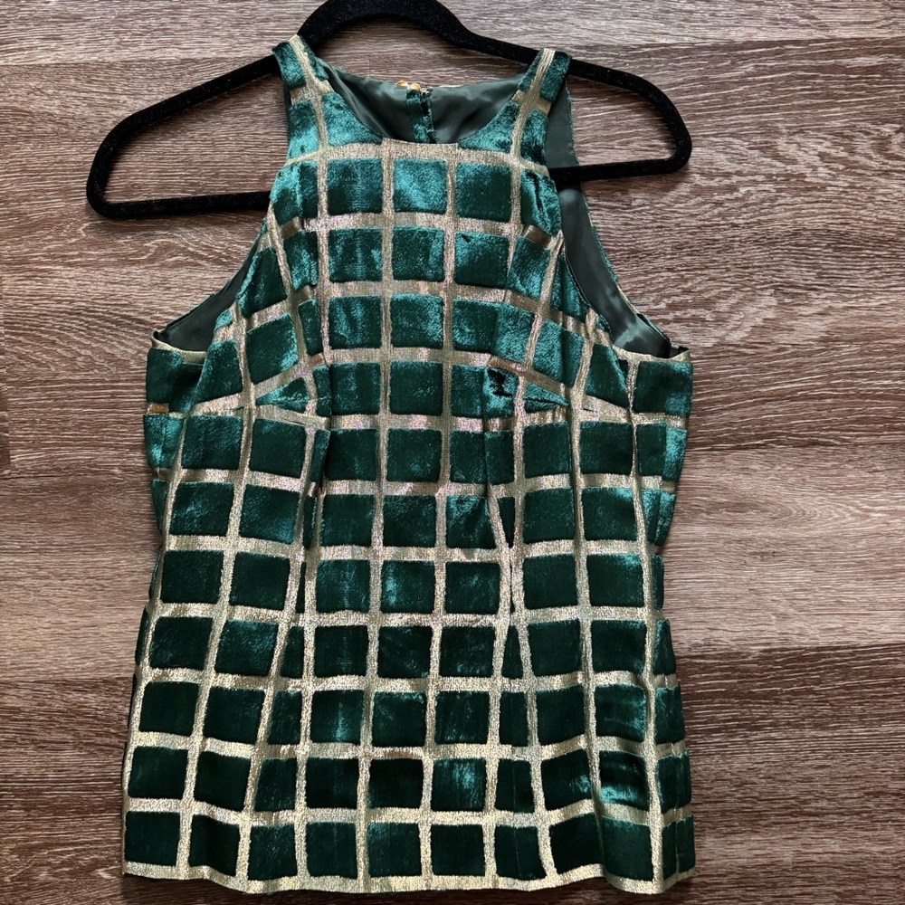 Vintage Green and Gold Women's Top